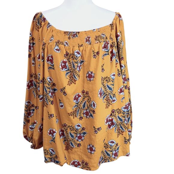 ST. JOHN'S BAY Smocked Boho Floral Blouse Top Plus 3X Square Neck Cotton Blend - Picture 3 of 8